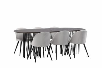 Stone Matbord 220x100x74 cm Oval med 6 Velvet Köksstol Sammet - Möbler - Matplats - Matgrupp & matbord med stolar