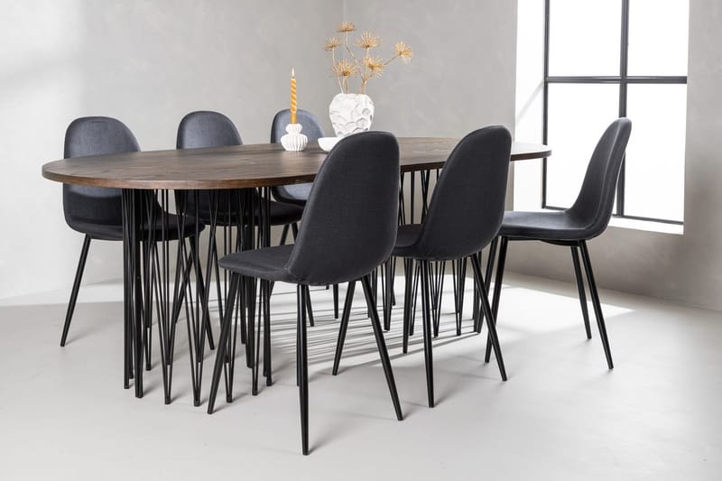 Stone Matbord 220x100x74 cm Oval med 6 Polar Matstol