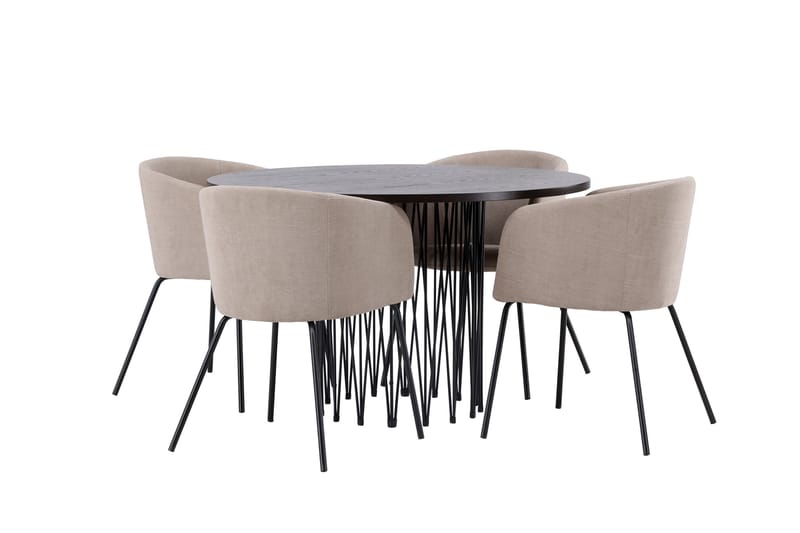 Stone Matgrupp 120 cm Rund med 4 Berit stolar - Beige - Möbler - Matplats - Matgrupp & matbord med stolar