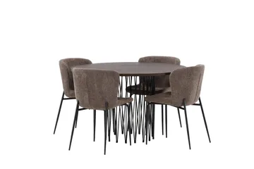 Stone Matgrupp 120 cm Rund med 4 Modesto stolar - Beige - Möbler - Matplats - Matgrupp & matbord med stolar