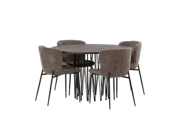Stone Matgrupp 120 cm Rund med 4 Modesto stolar - Beige - Möbler - Matplats - Matgrupp & matbord med stolar