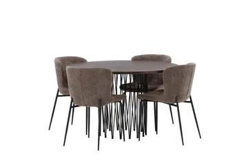 Stone Matgrupp 120 cm Rund med 4 Modesto stolar - Beige - Möbler - Matplats - Matgrupp & matbord med stolar