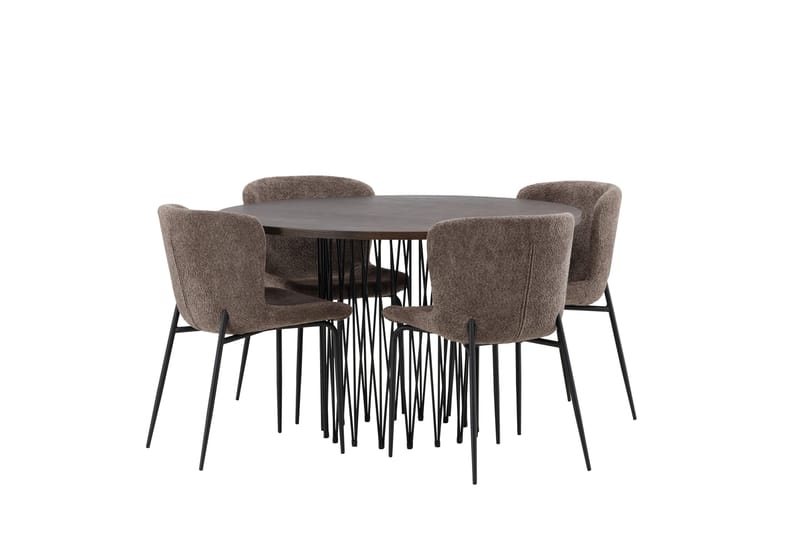 Stone Matgrupp 120 cm Rund med 4 Modesto stolar - Beige - Möbler - Matplats - Matgrupp & matbord med stolar