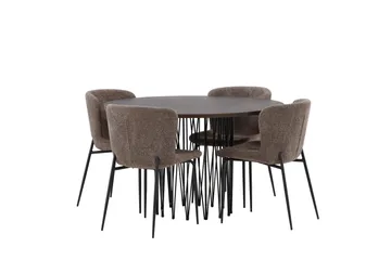 Stone Matgrupp 120 cm Rund med 4 Modesto stolar - Beige - Möbler - Matplats - Matgrupp & matbord med stolar