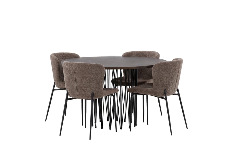 Stone Matgrupp 120 cm Rund med 4 Modesto stolar - Beige - Möbler - Matplats - Matgrupp & matbord med stolar