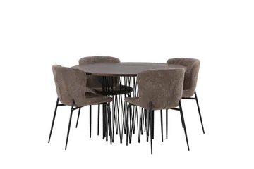 Stone Matgrupp 120 cm Rund med 4 Modesto stolar - Beige - Möbler - Matplats - Matgrupp & matbord med stolar