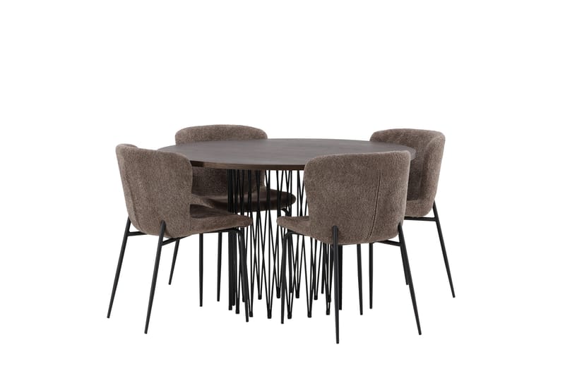 Stone Matgrupp 120 cm Rund med 4 Modesto stolar - Beige - Möbler - Matplats - Matgrupp & matbord med stolar