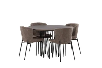 Stone Matgrupp 120 cm Rund med 4 Modesto stolar - Beige - Möbler - Matplats - Matgrupp & matbord med stolar