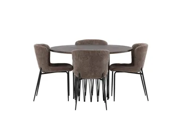 Stone Matgrupp 120 cm Rund med 4 Modesto stolar - Beige - Möbler - Matplats - Matgrupp & matbord med stolar