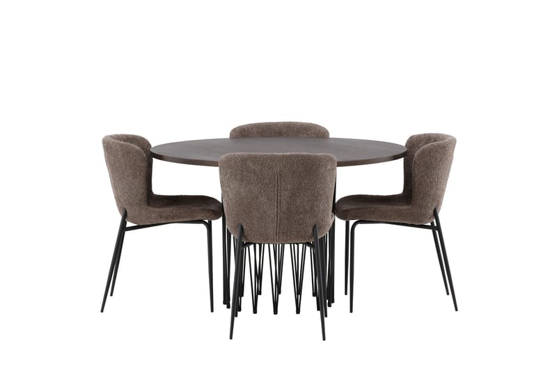 Stone Matgrupp 120 cm Rund med 4 Modesto stolar, Beige