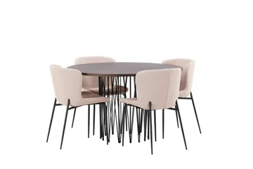 Stone Matgrupp 120 cm Rund med 4 Modesto stolar - Mörkgrå - Möbler - Matplats - Matgrupp & matbord med stolar