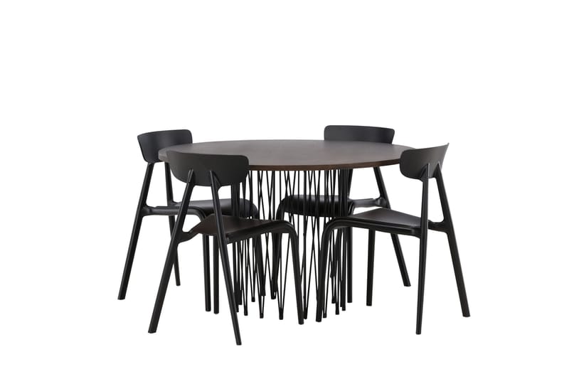 Stone Matgrupp 120 cm Rund med 4 Ursholmen stolar - Svart - Möbler - Matplats - Matgrupp & matbord med stolar