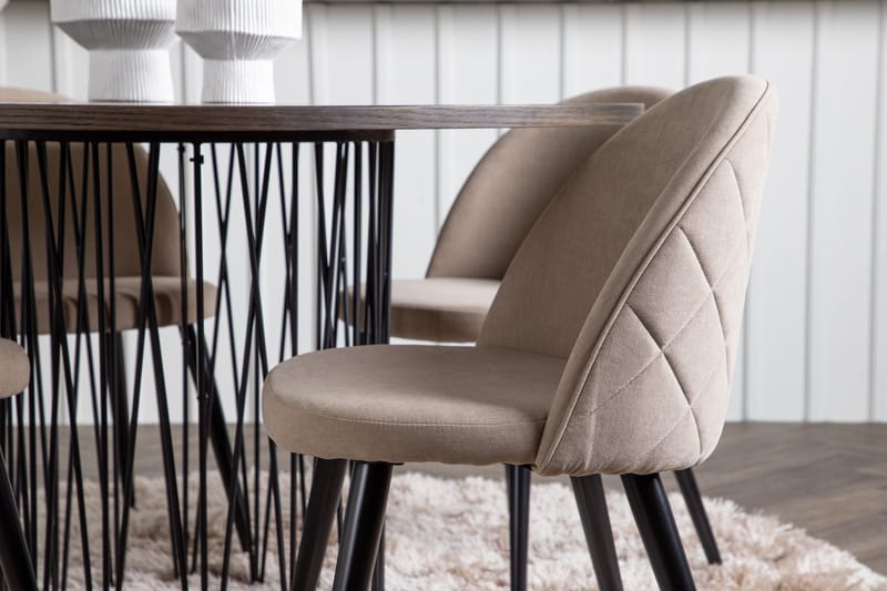 Stone Matgrupp 120 cm Rund med 4 Velvet stolar - Beige - Möbler - Matplats - Matgrupp & matbord med stolar