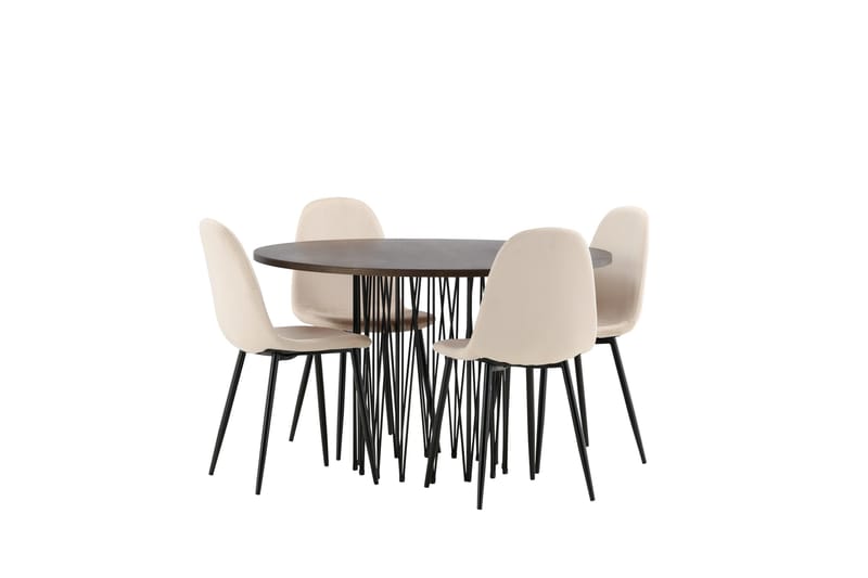 Stone Matgrupp 120 cm Rund med 4 Polar stolar - Beige - Möbler - Matplats - Matgrupp & matbord med stolar