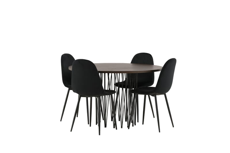 Stone Matgrupp 120 cm Rund med 4 Polar stolar - Svart - Möbler - Matplats - Matgrupp & matbord med stolar