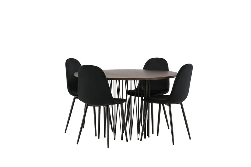 Stone Matgrupp 120 cm Rund med 4 Polar stolar - Svart - Möbler - Matplats - Matgrupp & matbord med stolar