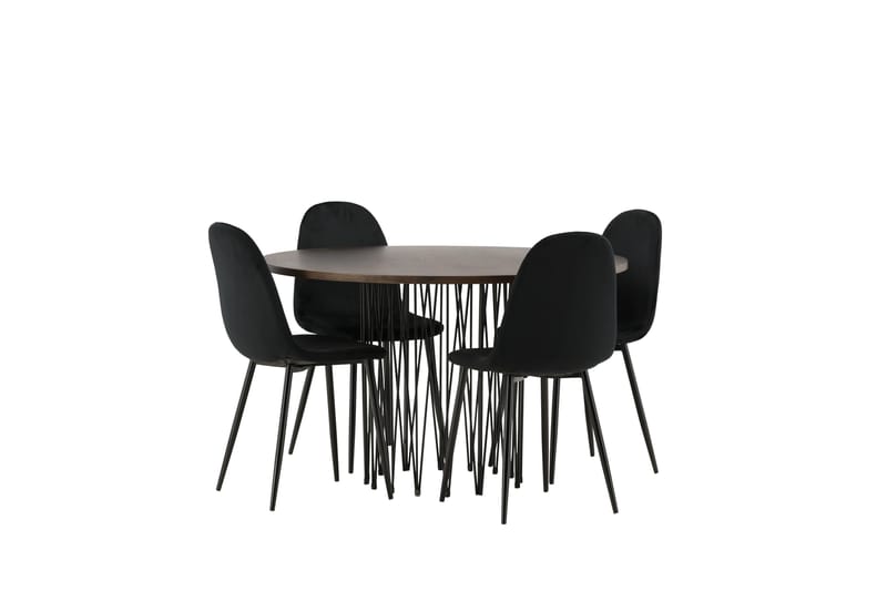 Stone Matgrupp 120 cm Rund med 4 Polar stolar - Svart - Möbler - Matplats - Matgrupp & matbord med stolar