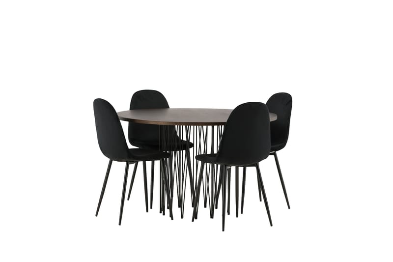Stone Matgrupp 120 cm Rund med 4 Polar stolar - Svart - Möbler - Matplats - Matgrupp & matbord med stolar