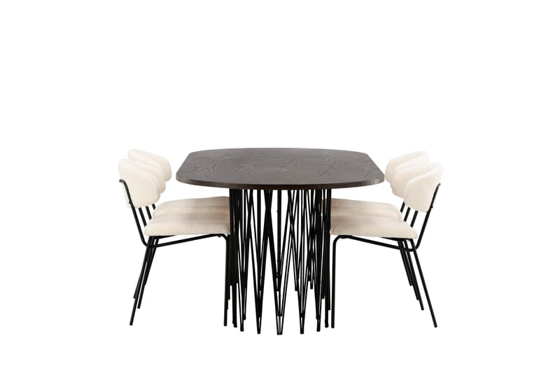 Stone Matgrupp 220 cm Oval med 4 Chico Stolar - Svart - Möbler - Matplats - Matgrupp & matbord med stolar