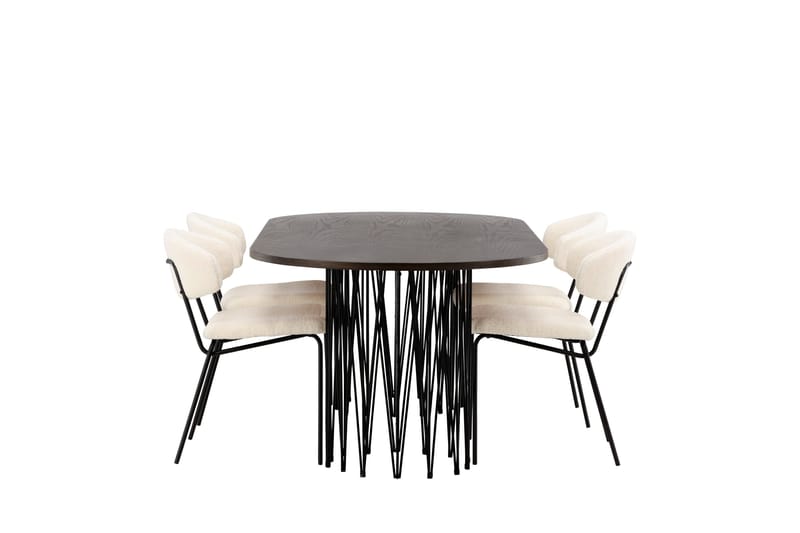 Stone Matgrupp 220 cm Oval med 4 Chico Stolar - Svart - Möbler - Matplats - Matgrupp & matbord med stolar