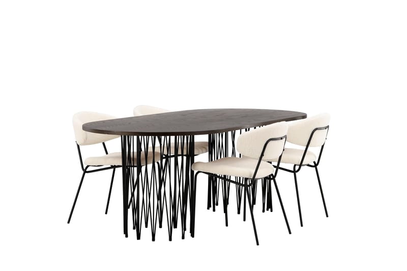 Stone Matgrupp 220 cm Oval med 4 Chico Stolar - Svart - Möbler - Matplats - Matgrupp & matbord med stolar