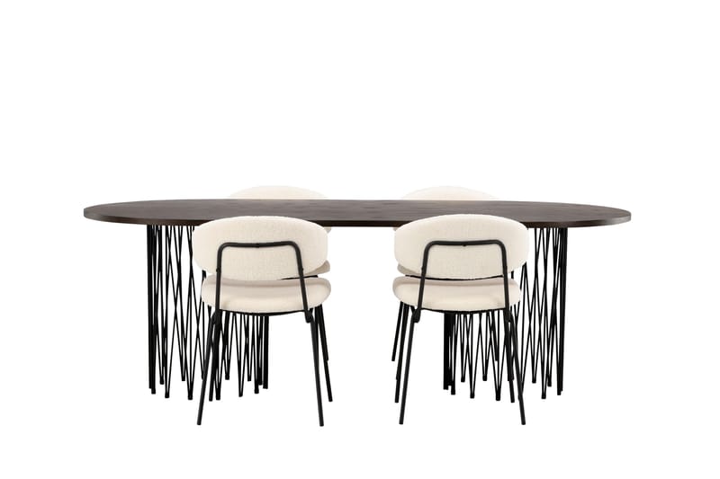 Stone Matgrupp 220 cm Oval med 4 Chico Stolar - Svart - Möbler - Matplats - Matgrupp & matbord med stolar