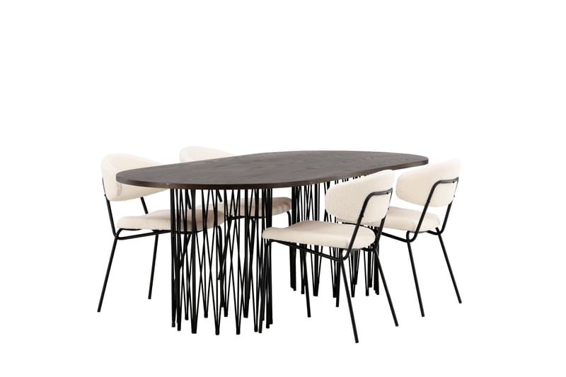 Stone Matgrupp 220 cm Oval med 4 Chico Stolar - Svart - Möbler - Matplats - Matgrupp & matbord med stolar