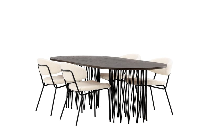 Stone Matgrupp 220 cm Oval med 4 Chico Stolar - Svart - Möbler - Matplats - Matgrupp & matbord med stolar