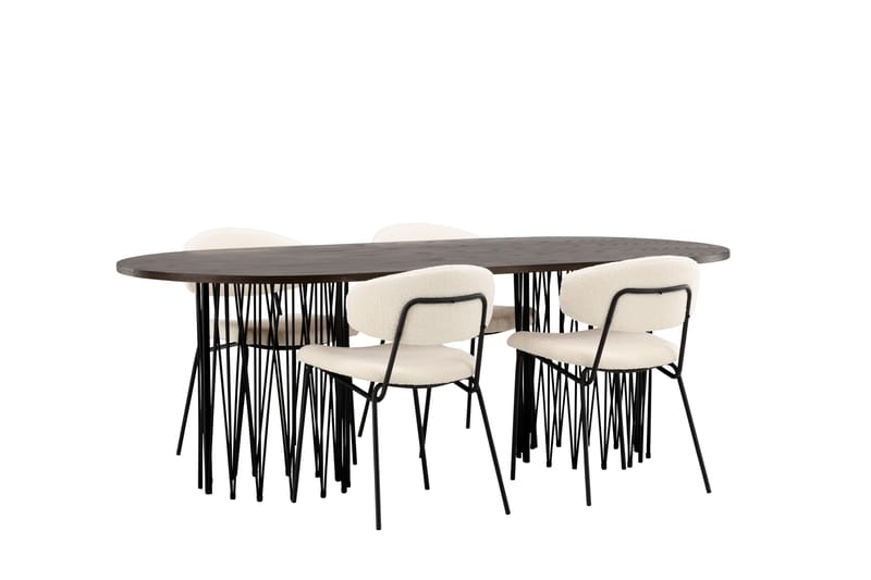 Stone Matgrupp 220 cm Oval med 4 Chico Stolar - Svart - Möbler - Matplats - Matgrupp & matbord med stolar