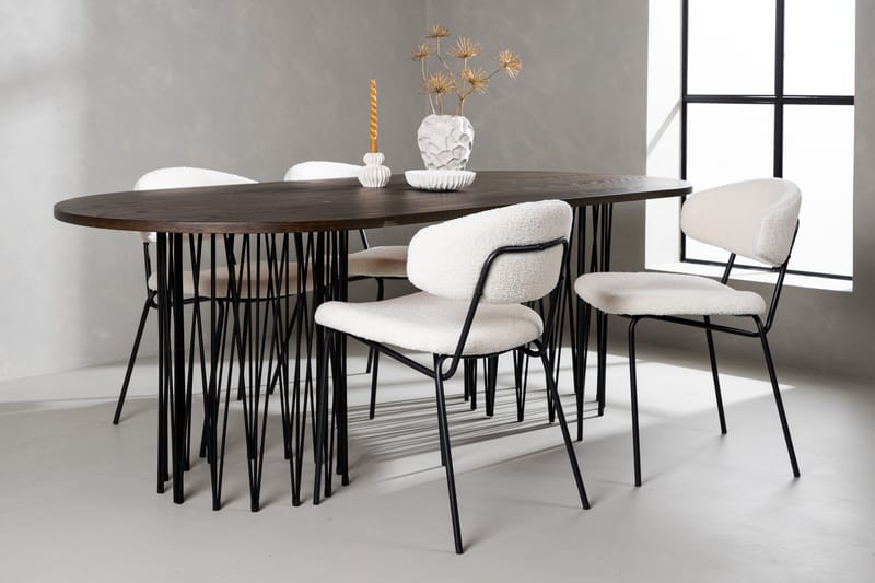 Stone Matgrupp 220 cm Oval med 4 Chico Stolar - Svart - Möbler - Matplats - Matgrupp & matbord med stolar