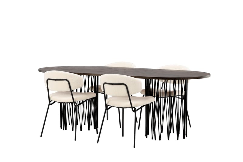 Stone Matgrupp 220 cm Oval med 4 Chico Stolar - Svart - Möbler - Matplats - Matgrupp & matbord med stolar