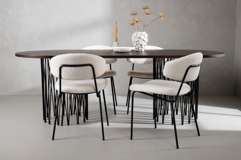 Stone Matgrupp 220 cm Oval med 4 Chico Stolar - Svart - Möbler - Matplats - Matgrupp & matbord med stolar