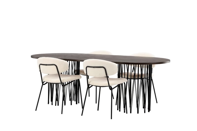 Stone Matgrupp 220 cm Oval med 4 Chico Stolar - Svart - Möbler - Matplats - Matgrupp & matbord med stolar