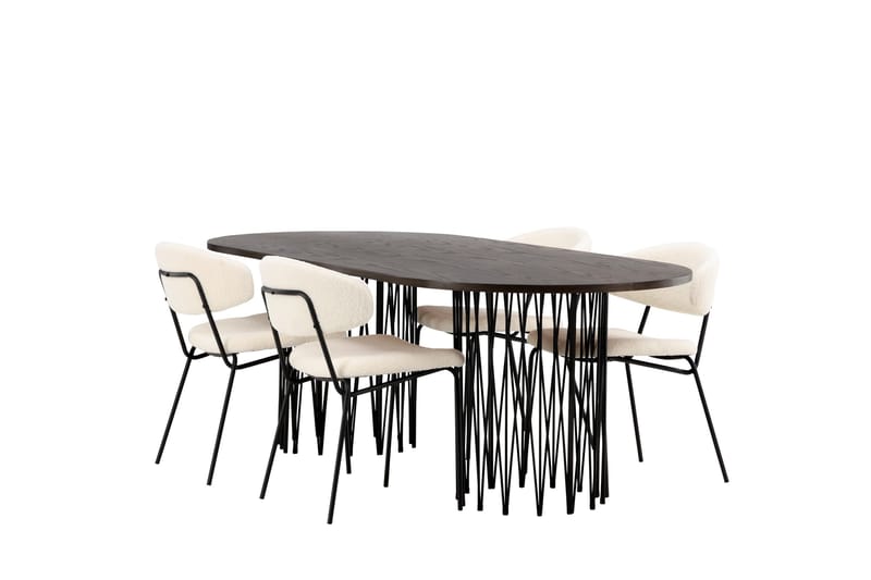 Stone Matgrupp 220 cm Oval med 4 Chico Stolar - Svart - Möbler - Matplats - Matgrupp & matbord med stolar