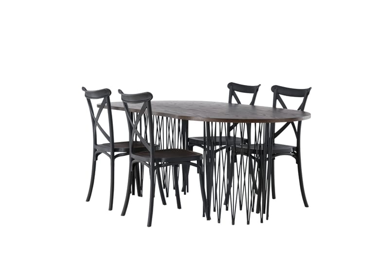 Stone Matgrupp 220 cm Oval med 4 Crosett stolar - Svart - Möbler - Matplats - Matgrupp & matbord med stolar