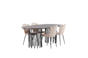 Stone Matgrupp 220 cm Oval med 4 Limhamn stolar - Beige - Möbler - Matplats - Matgrupp & matbord med stolar