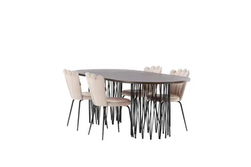 Stone Matgrupp 220 cm Oval med 4 Limhamn stolar - Beige - Möbler - Matplats - Matgrupp & matbord med stolar