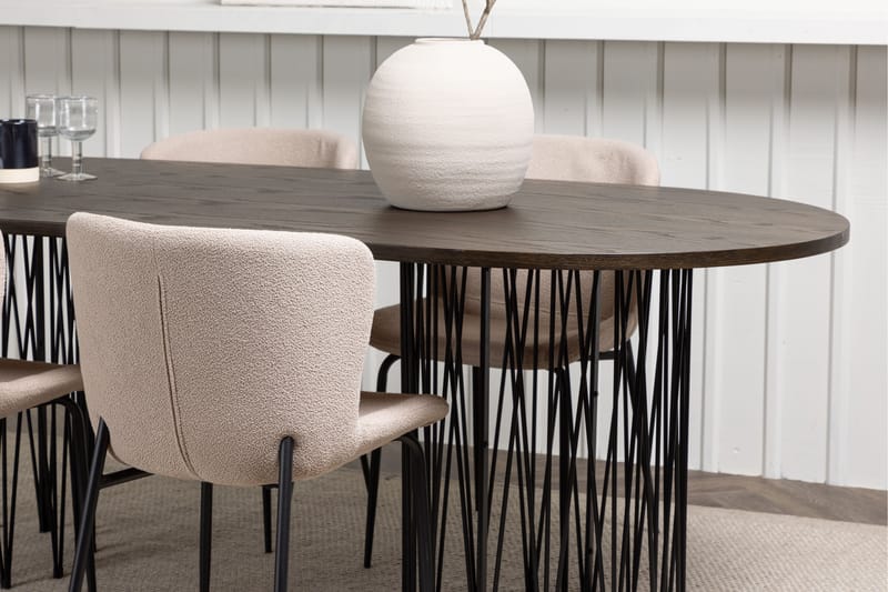 Stone Matgrupp 220 cm Oval med 4 Modesto stolar - Beige - Möbler - Matplats - Matgrupp & matbord med stolar