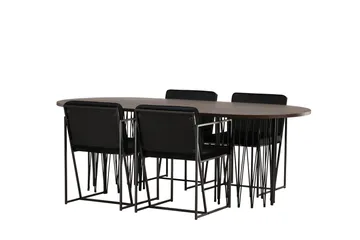 Stone Matgrupp 220 cm Oval med 4 Richmond stolar - Svart - Möbler - Matplats - Matgrupp & matbord med stolar