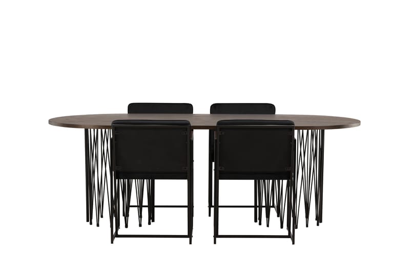 Stone Matgrupp 220 cm Oval med 4 Richmond stolar, Svart