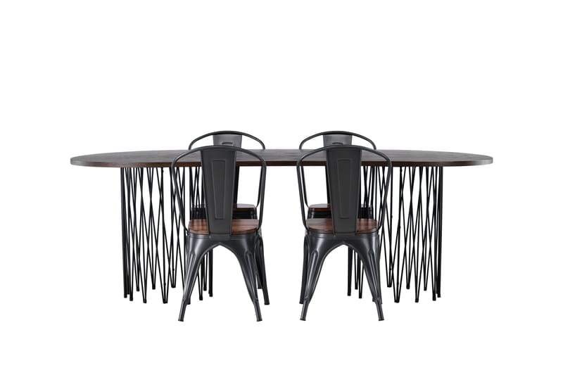 Stone Matgrupp 220 cm Oval med 4 Tempe stolar - Mocca - Möbler - Matplats - Matgrupp & matbord med stolar