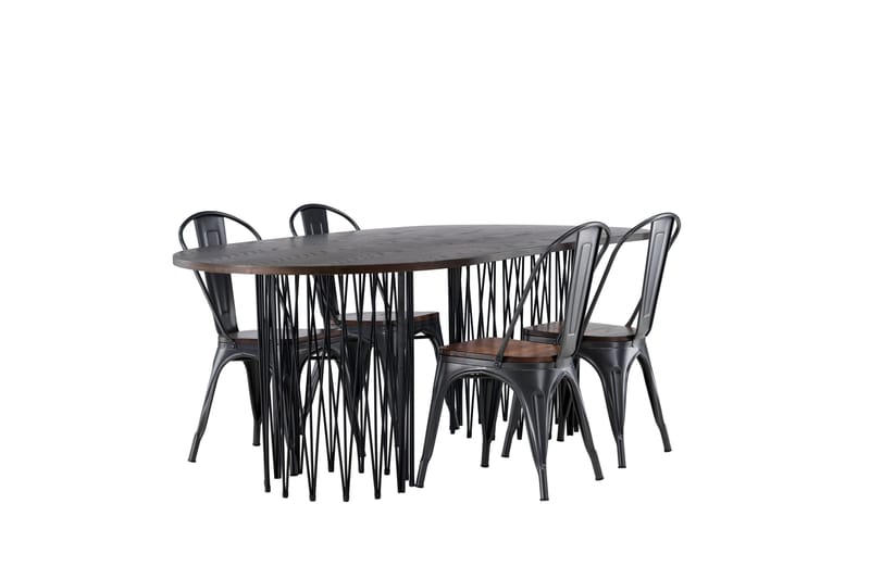 Stone Matgrupp 220 cm Oval med 4 Tempe stolar - Mocca - Möbler - Matplats - Matgrupp & matbord med stolar