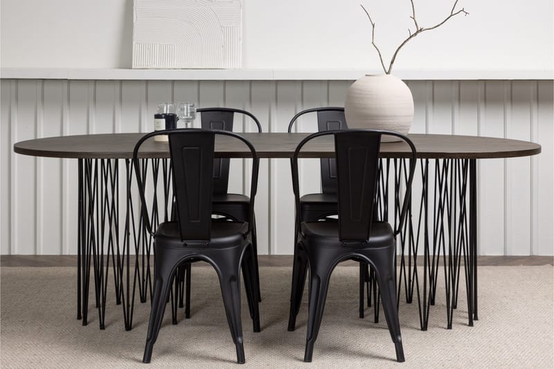 Stone Matgrupp 220 cm Oval med 4 Tempe Stolar - Svart - Möbler - Matplats - Matgrupp & matbord med stolar
