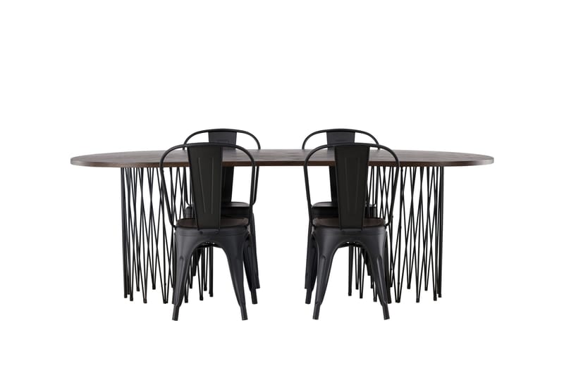 Stone Matgrupp 220 cm Oval med 4 Tempe Stolar - Svart - Möbler - Matplats - Matgrupp & matbord med stolar