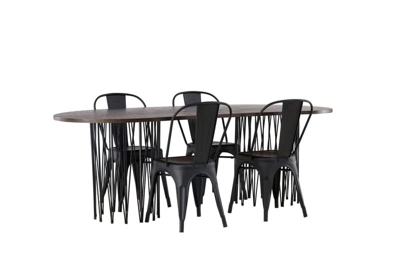 Stone Matgrupp 220 cm Oval med 4 Tempe Stolar - Svart - Möbler - Matplats - Matgrupp & matbord med stolar