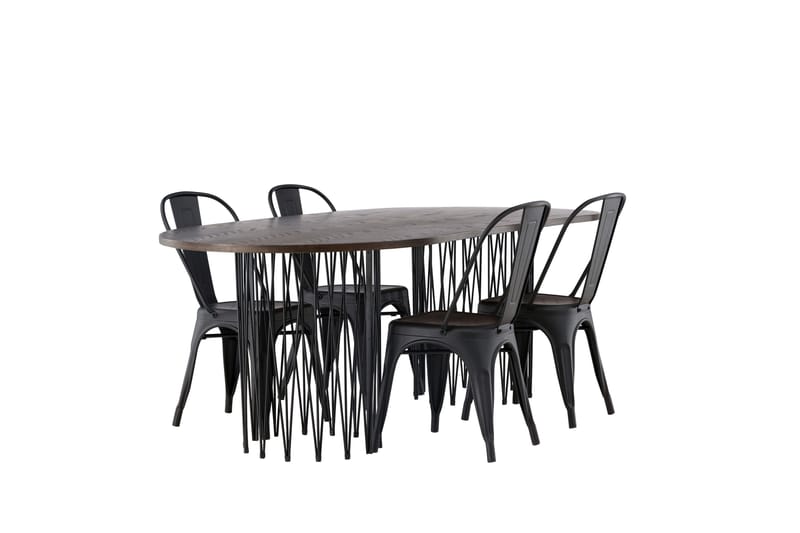 Stone Matgrupp 220 cm Oval med 4 Tempe Stolar - Svart - Möbler - Matplats - Matgrupp & matbord med stolar