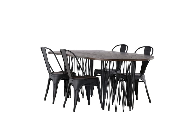 Stone Matgrupp 220 cm Oval med 4 Tempe Stolar - Svart - Möbler - Matplats - Matgrupp & matbord med stolar