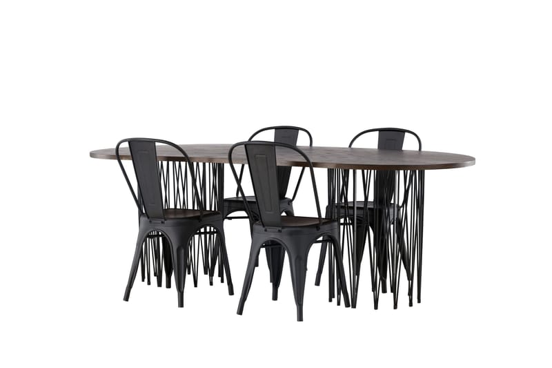 Stone Matgrupp 220 cm Oval med 4 Tempe Stolar - Svart - Möbler - Matplats - Matgrupp & matbord med stolar