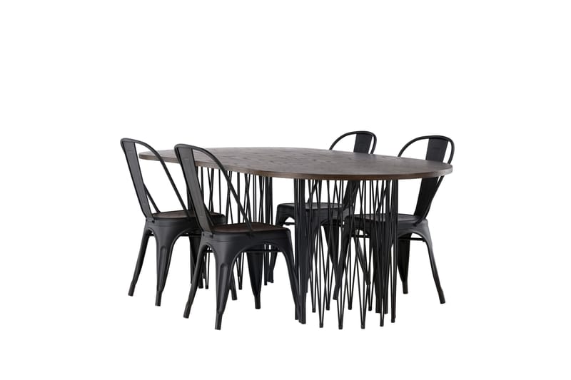 Stone Matgrupp 220 cm Oval med 4 Tempe Stolar - Svart - Möbler - Matplats - Matgrupp & matbord med stolar