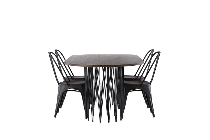 Stone Matgrupp 220 cm Oval med 4 Tempe Stolar - Svart - Möbler - Matplats - Matgrupp & matbord med stolar